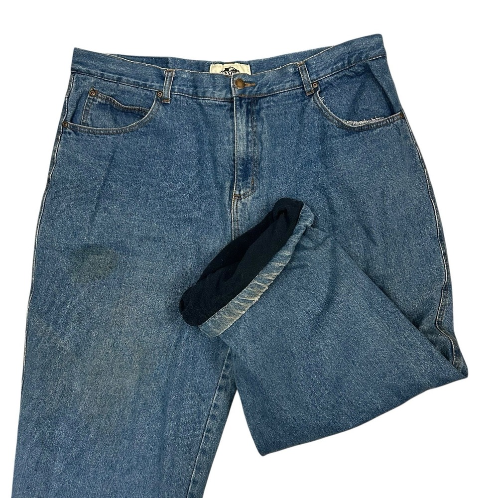 Old Mill Fleece Lined Jeans Mens 42X30 Blue Denim Insulated‎ Outdoor